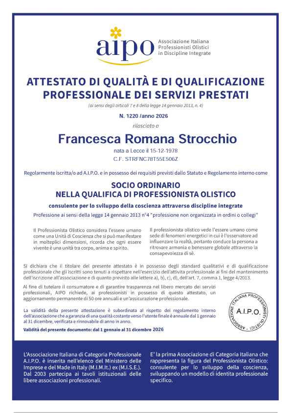 Attestato Aipo 2026 Attestato AIPO 2026 di Francesca Romana Strocchio